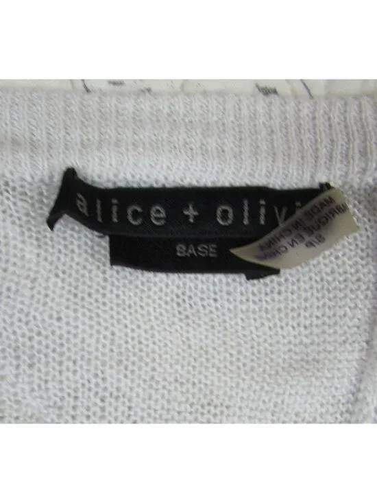 EUC Alice + Olivia gray long sleeve 100% line lightweight open back Sweater SZ S - Picture 4 of 5